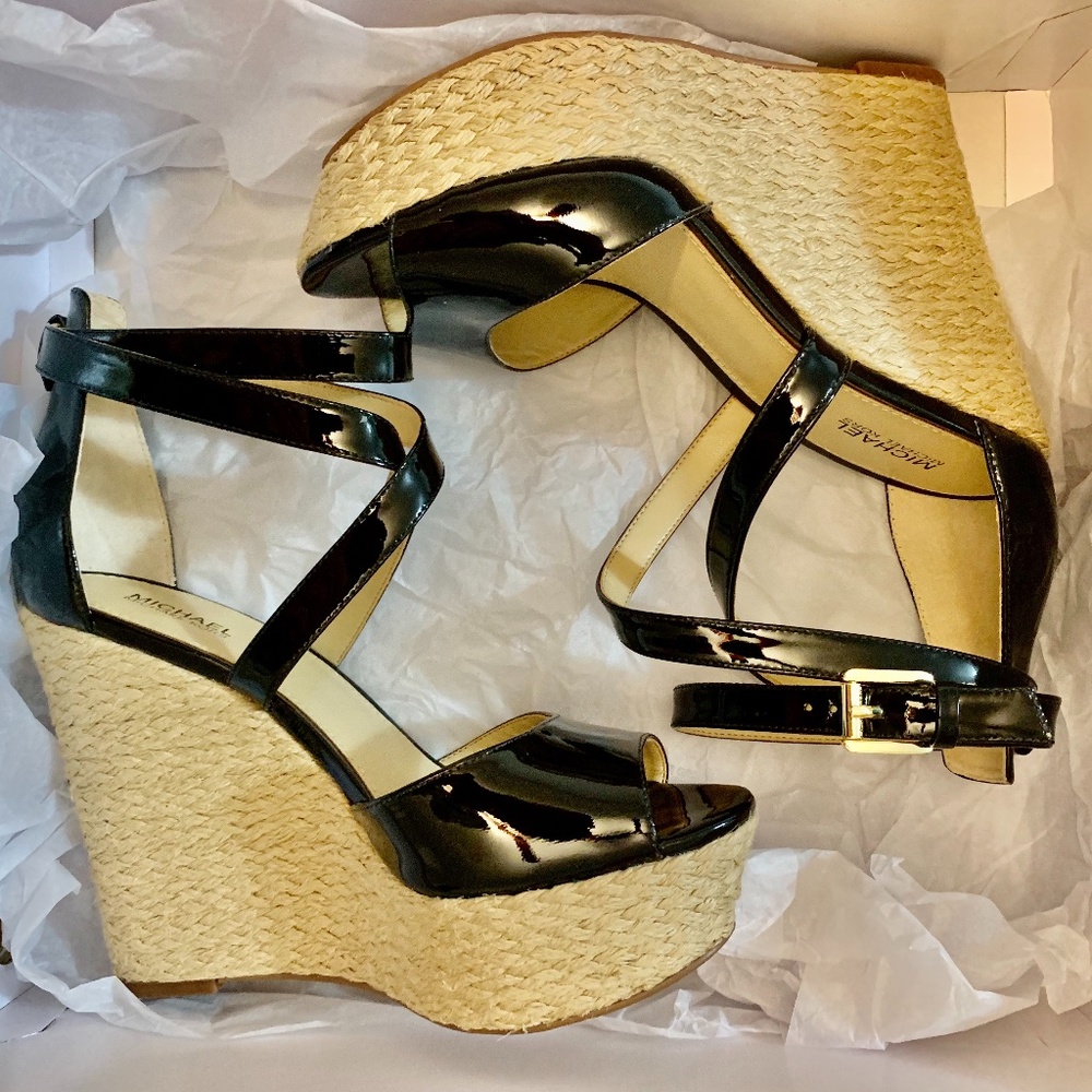 Michael Kors  Black Patent Leather Wedge (NWOT)